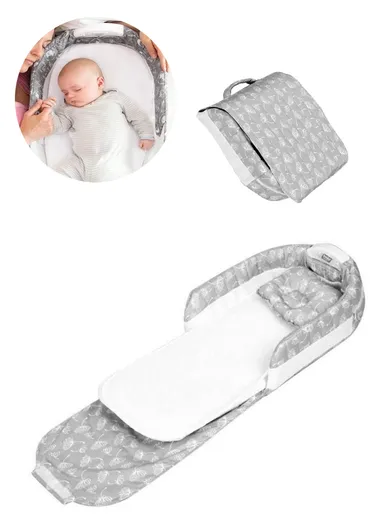 Portable Lightweight Baby Sleeping Bed, Comfortable Cotton Feeding Sleeping Baby Bed with Music &amp; Light Box 66504 (L73 x W38 x H14)cm - Grey / 0-4 Months