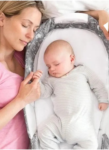 Portable Lightweight Baby Sleeping Bed, Comfortable Cotton Feeding Sleeping Baby Bed with Music &amp; Light Box 66504 (L73 x W38 x H14)cm - Grey / 0-4 Months