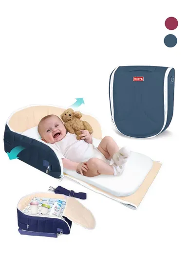 2-IN-1 Portable Baby Diaper Bed &amp; Mommy Bag With Divider Comfort Simple &amp; Foldable Multi-Functional Backpack Storage 66508