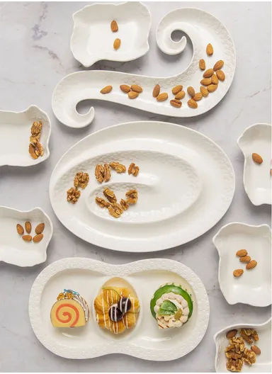 9 Pcs Microwave &amp; Dishwasher Fine Porcelain Dinnerware Set Plate, Dessert Plate, Fruit Plate DT-S-9002