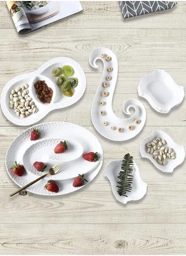 9 Pcs Microwave &amp; Dishwasher Fine Porcelain Dinnerware Set Plate, Dessert Plate, Fruit Plate DT-S-9002