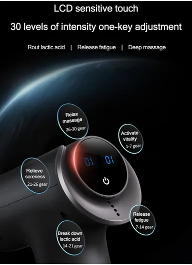 25W 1800mAh 7.4V  Professional Massage Gun Muscle Massage Gun Deep Tissue Massager Hand Held Percussion Massager Deep Tissue Massage Gun with 30 Adjustable Speeds &amp; 4 Massage Heads Quiet Muscle Massager for Pain Reli