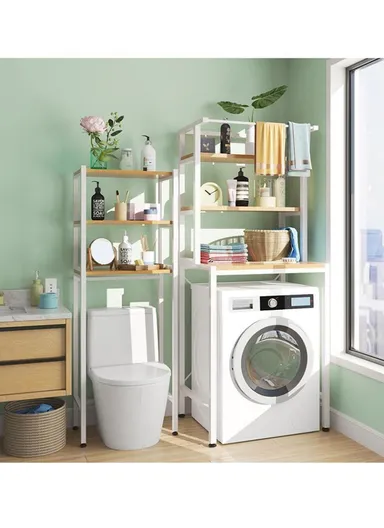 3-Layer Iron &amp; Wood Shelves Rack Toilet Cabinet For Bathroom (W50 x D28 x H158)cm