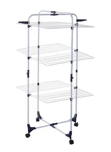  3-Tier Mobile Clothes Airer SQUARE RACK Foldable Hangers Standing Clothes Drying Rack With Castors TW-303 (W70 x D65 x H137)cm