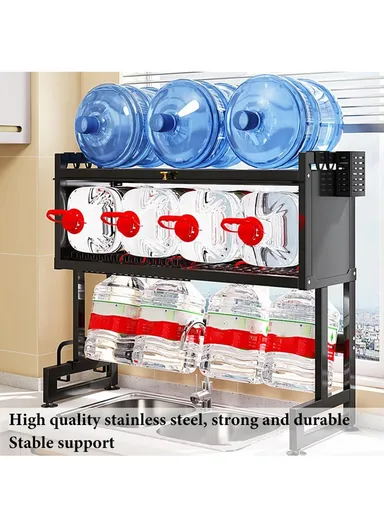2-Layer Multifunction Drying Rack Over Sink Dish Rack Large Dish Drainer Rack Kitchen Counter Storage with Glass Cover (W80 x D30 x H75)cm