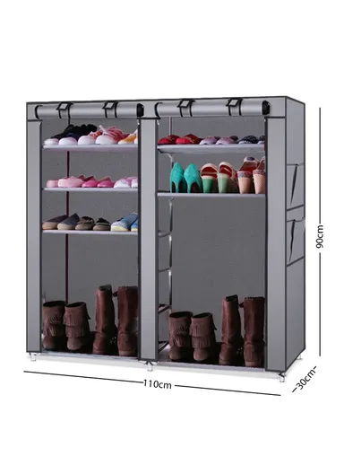Fabric Polypropylene &amp; Metal Double-Sided Shoe Rack 7 Layers Cabinet For Storage &amp; Saving Space YQF-2243 (W110x D30 x H90)cm