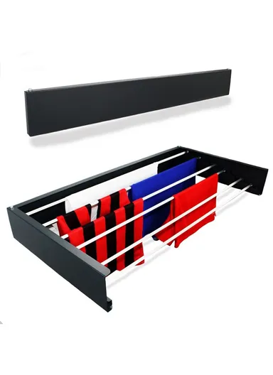 100Cm Iron Collapsible Wall-Mounted Drying Rack Indoor &amp; Outdoor TM-Y100 (L100 x W50 x H10) cm -Black
