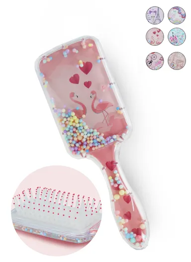 Plastic Trendy Brush Fashion Design Printed With Cushion Under Teeth For Safetly Hair Styling &amp; Care (L20 x W7 x H4)cm