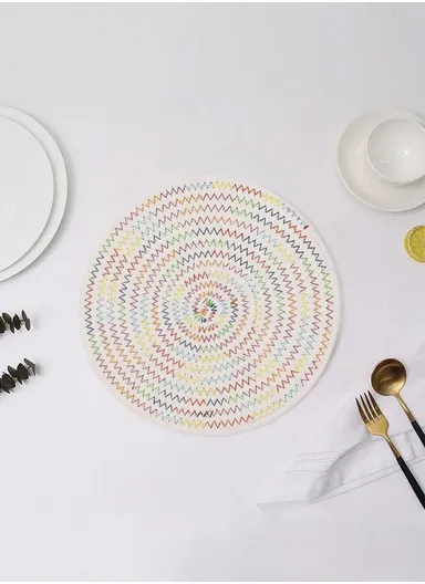 35cm Textile Easy Clean Heat Resistant Placemat Woven Table Mat For Kitchen Dining Room YX2023-5 - Beige