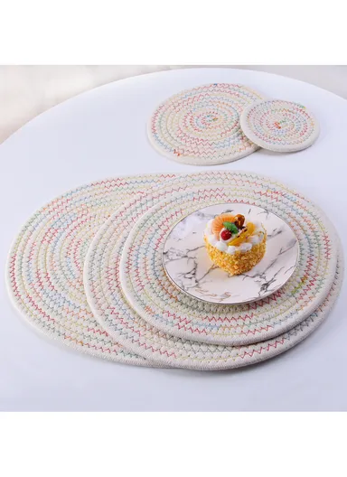 35cm Textile Easy Clean Heat Resistant Placemat Woven Table Mat For Kitchen Dining Room YX2023-5 - Beige