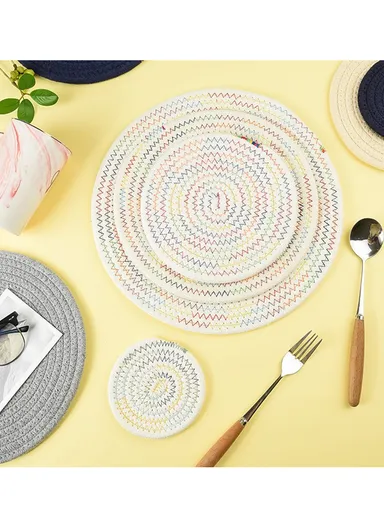 35cm Textile Easy Clean Heat Resistant Placemat Woven Table Mat For Kitchen Dining Room YX2023-5 - Beige