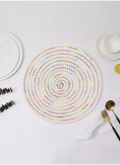 40cm Textile Easy Clean Heat Resistant Placemat Woven Table Mat For Kitchen Dining Room YX2023-5 - Beige