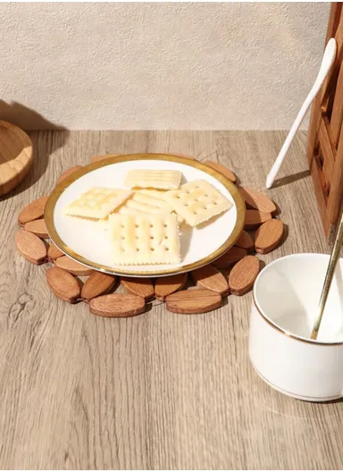 Wooden Beaded Home Multi-Purpose Beauty for Your Kitchen and Living Room ( D20 x H0.5) cm