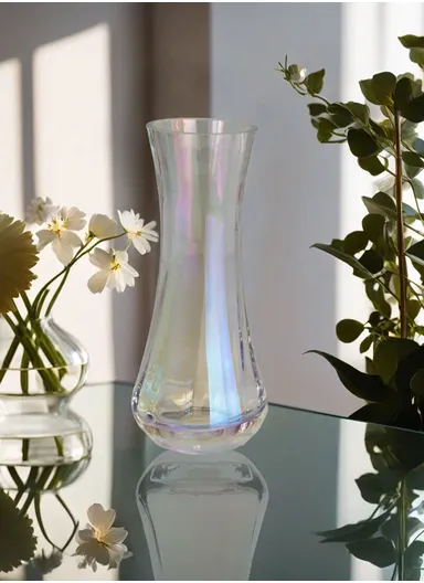 Transparent Hight-Quality Flower Glass Vase For Home &amp; Office (D11 x H27)cm - Colorful 