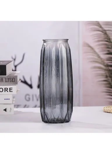 Ribbed Hight-Quality Flower Glass Vase For Home &amp; Office CF24 (D10 x H28.5)cm