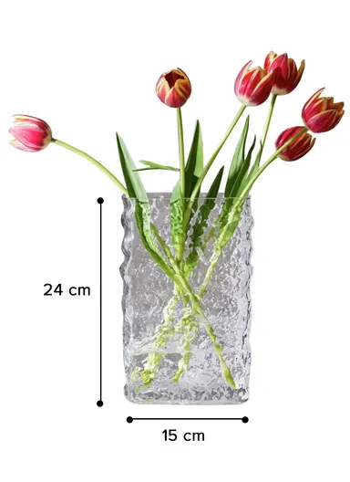 Luxury Transparent Hight-Quality Flower Glass Vase For Home &amp; Office (L7.5 x W15 x H24)cm