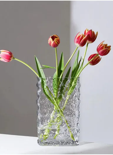 Luxury Transparent Hight-Quality Flower Glass Vase For Home &amp; Office (L7.5 x W15 x H24)cm