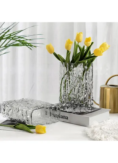 Luxury Transparent Hight-Quality Flower Glass Vase For Home &amp; Office (L7.5 x W15 x H24)cm