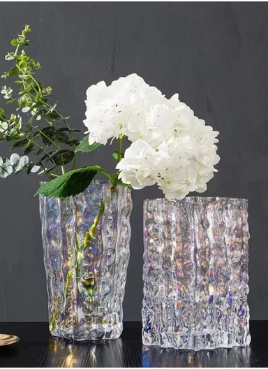 Transparent Hight-Quality Flower Glass Vase For Home &amp; Office (L11.5 x W15 x H23)cm - Colorful
