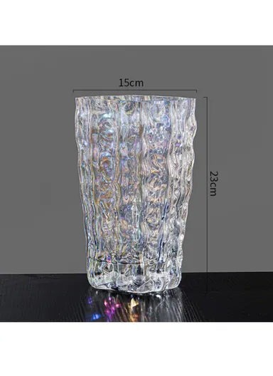 Transparent Hight-Quality Flower Glass Vase For Home &amp; Office (L11.5 x W15 x H23)cm - Colorful