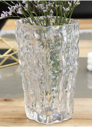 Transparent Hight-Quality Flower Glass Vase For Home &amp; Office (L11.5 x W15 x H23)cm - Colorful