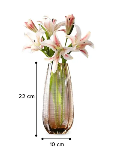 High-Quality Flower Glass Vase For Home &amp; Office (D10 x H22)cm - Copper