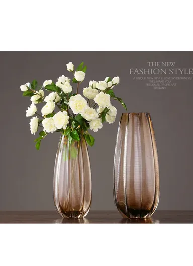 High-Quality Flower Glass Vase For Home &amp; Office (D10 x H22)cm - Copper