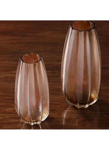 High-Quality Flower Glass Vase For Home &amp; Office (D10 x H22)cm - Copper