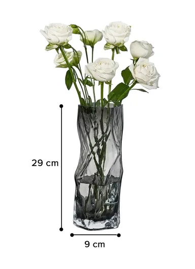 Hight-Quality Hydroponic Geometric Flower Glass Vase For Home &amp; Office (L9 x W9 x H29)cm - Transparent