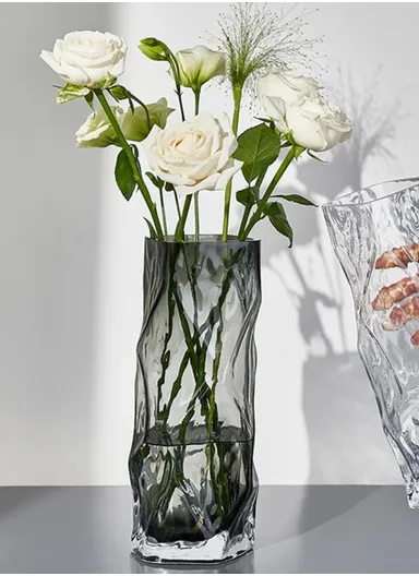 Hight-Quality Hydroponic Geometric Flower Glass Vase For Home &amp; Office (L9 x W9 x H29)cm - Transparent