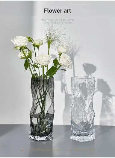 Hight-Quality Hydroponic Geometric Flower Glass Vase For Home &amp; Office (L9 x W9 x H29)cm - Transparent