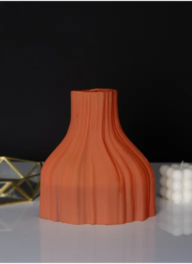 Elegant Hight-Quality Flower Glass Vase For Home Decoration (L10 x W19 x H21)cm -  Brick Orange