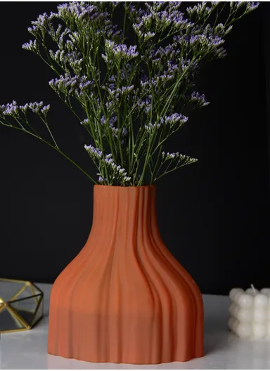 Elegant Hight-Quality Flower Glass Vase For Home Decoration (L10 x W19 x H21)cm -  Brick Orange