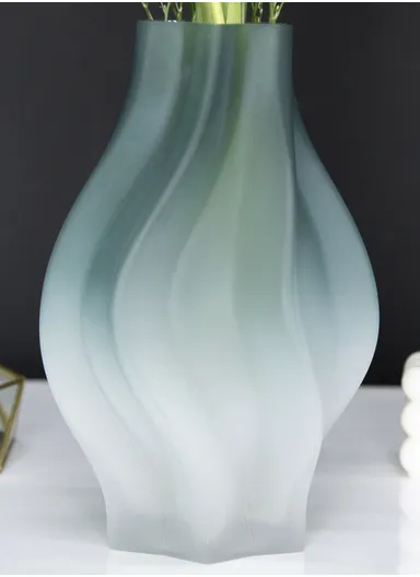 Porcelain Hexagonal Phoenix Tail Gradient Vase (D15 x H24)cm - Dark Turquoise