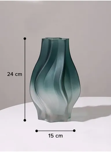 Porcelain Hexagonal Phoenix Tail Gradient Vase (D15 x H24)cm - Dark Turquoise