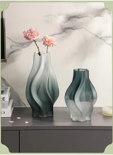 Porcelain Hexagonal Phoenix Tail Gradient Vase (D15 x H24)cm - Dark Turquoise