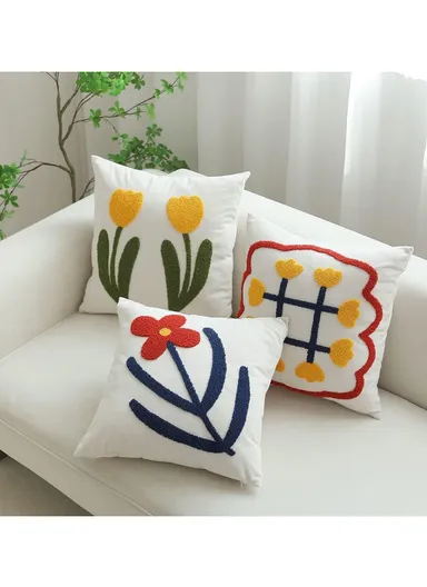 Luxury Pillow Plant Flower Shaper With Cotton Cover &amp; Hidden Zipper For Living Room, Sofa (L45 x W45)cm