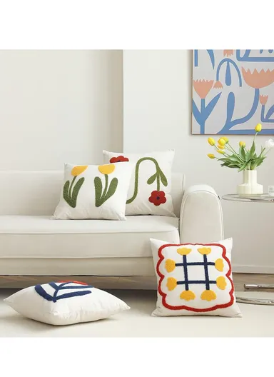 Luxury Pillow Plant Flower Shaper With Cotton Cover &amp; Hidden Zipper For Living Room, Sofa (L45 x W45)cm