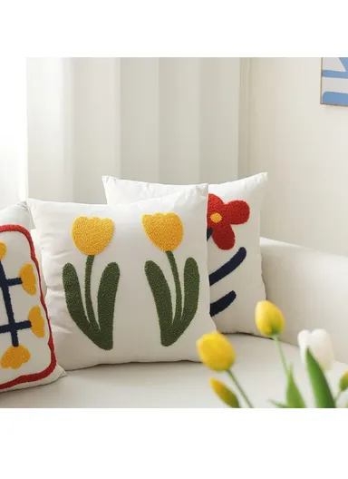 Luxury Pillow Plant Flower Shaper With Cotton Cover &amp; Hidden Zipper For Living Room, Sofa (L45 x W45)cm
