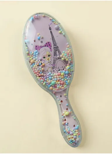 Plastic Trendy Brush Fashion Design Printed With Cushion Under Teeth For Safetly Hair Styling &amp; Care (L21 x W7 x H4)cm