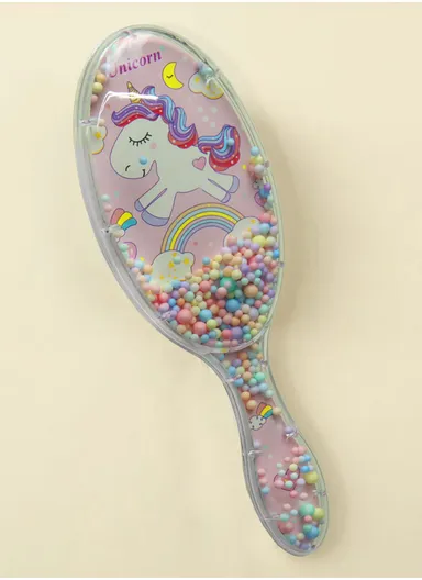 Plastic Trendy Brush Fashion Design Printed With Cushion Under Teeth For Safetly Hair Styling &amp; Care (L21 x W7 x H4)cm