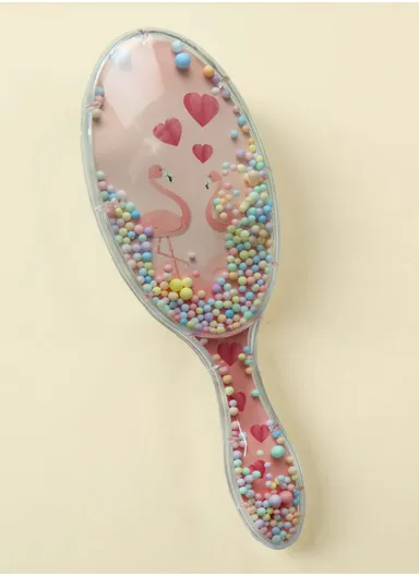 Plastic Trendy Brush Fashion Design Printed With Cushion Under Teeth For Safetly Hair Styling &amp; Care (L21 x W7 x H4)cm