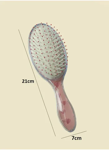 Plastic Trendy Brush Fashion Design Printed With Cushion Under Teeth For Safetly Hair Styling &amp; Care (L21 x W7 x H4)cm