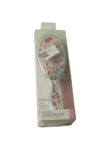 Plastic Trendy Brush Fashion Design Printed With Cushion Under Teeth For Safetly Hair Styling &amp; Care (L21 x W7 x H4)cm
