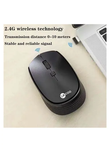 2.4G Wireless Mouse Computer Laptop Ergonomic Mouse With 800 / 1000 / 1200 DPI WS202 - Black