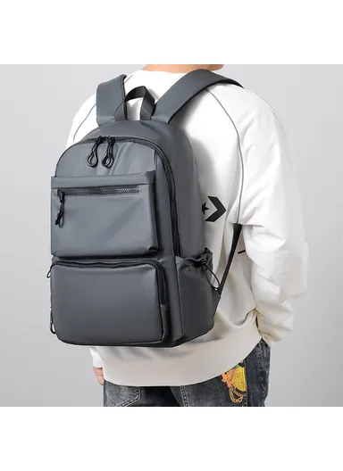 Polyester Backpack Men's Travel Shoulders Bag Notebook Computer Laptop Carrying Bag 1913 (W28.5 x D12.5 x H44)cm - Grey