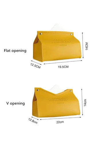 Nordic Snap Button Design PU Leather Tissue Box Cover YT2014 (L12.5 x W19.5 x H14)cm - Orange