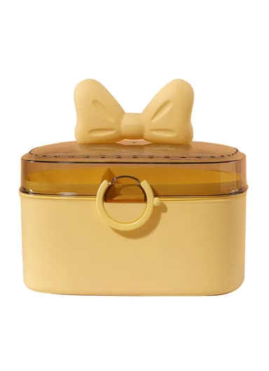 Home PP+ABS Medicine Storage Box Dual-Layer Pill Organization Case Vitamins Medications Organizer (W27 x D18 x H24)cm - Yellow