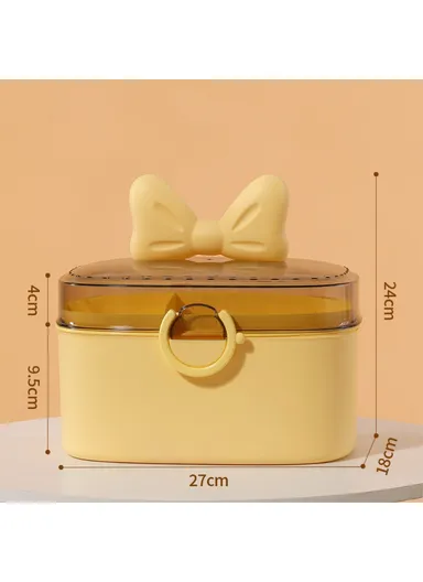 Home PP+ABS Medicine Storage Box Dual-Layer Pill Organization Case Vitamins Medications Organizer (W27 x D18 x H24)cm - Yellow
