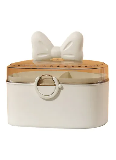 Home PP+ABS Medicine Storage Box Dual-Layer Pill Organization Case Vitamins Medications Organizer (W27 x D18 x H24)cm - White